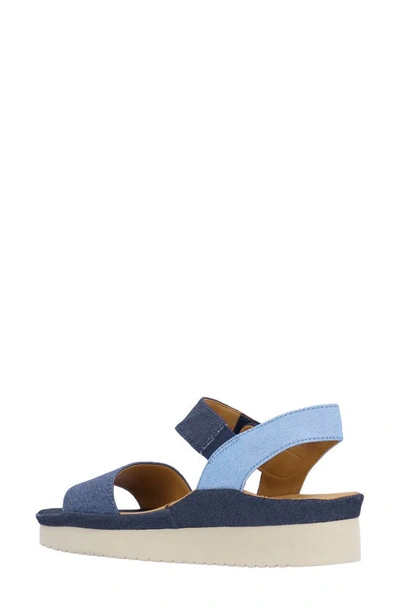 L'amour Des Pieds Abrilla Slingback Platform Wedge Sandal In Blue