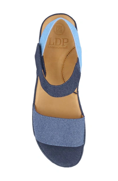 L'amour Des Pieds Abrilla Slingback Platform Wedge Sandal In Blue