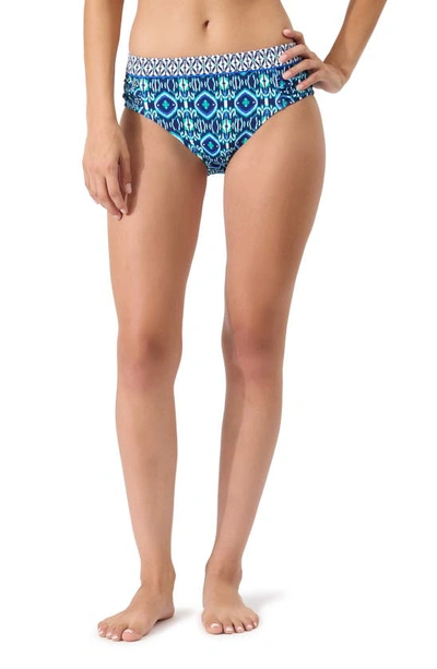 Shop Tommy Bahama Island Cays Ikat High Waist Bikini Bottoms In Beaming Blue