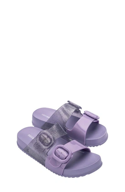 Shop Mini Melissa Kids' Mini Cozy Slide Sandal In Lilac Gliter