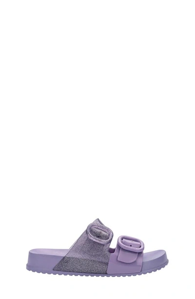 Shop Mini Melissa Kids' Mini Cozy Slide Sandal In Lilac Gliter
