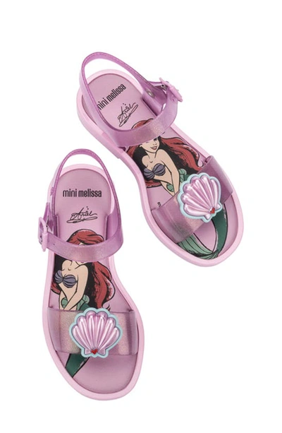 Shop Mini Melissa X Disney Mar Jelly Sandal In Pink Glitt