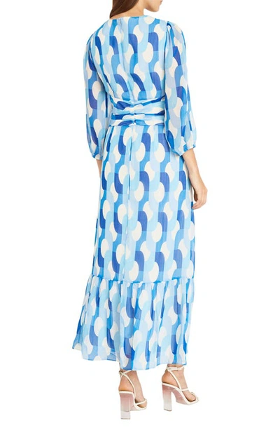 Shop Donna Morgan For Maggy Waist Detail Maxi Dress In Cream/ Powder Blue