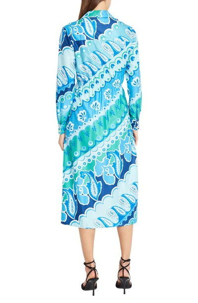 Shop Donna Morgan For Maggy Long Sleeve Midi Shirtdress In Sky Hawaian Blue