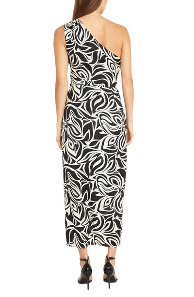 Shop Donna Morgan For Maggy One-shoulder Dress In Ivory/ Black
