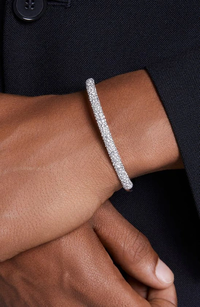 Shop Swarovski Meteora Hinge Bangle In Silver