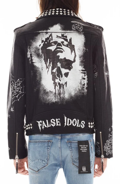 Shop Cult Of Individuality Belted Faux Leather Moto Jacket In Black