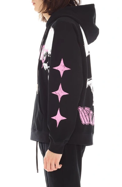 Shop Cult Of Individuality Cotton Graphic Zip-up Hoodie In Black
