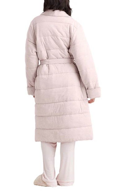 Shop Papinelle Cuddle Oversize Cotton Midi Puffer Robe In Rose Dust
