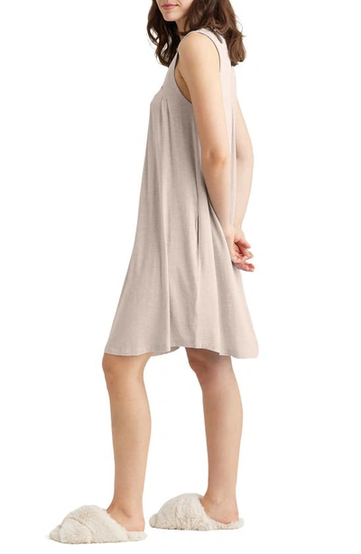 Shop Papinelle Kate Pleated Knit Nightgown In Mushroom