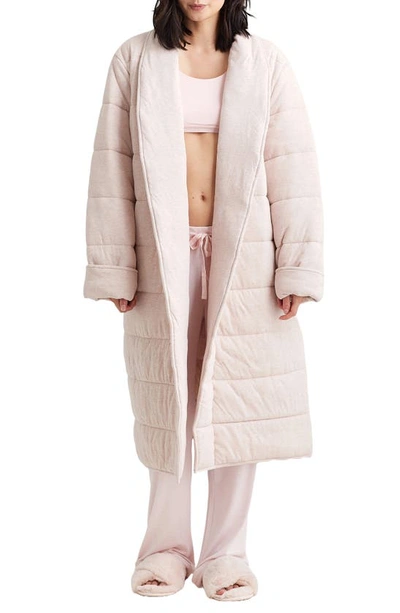 Shop Papinelle Cuddle Oversize Cotton Midi Puffer Robe In Mushroom