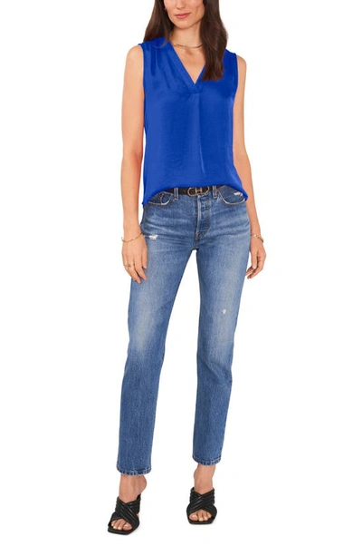 Shop Vince Camuto Rumpled Satin Blouse In Sapphire Sky