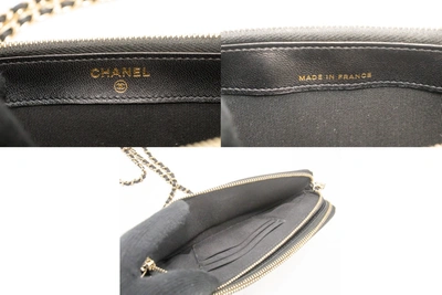 Pre-owned Chanel V-stich Black Leather Wallet  ()