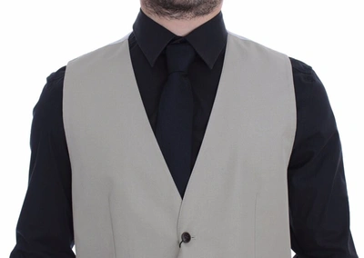 Shop Dolce & Gabbana Elegant Beige Cotton Silk Dress Men's Vest