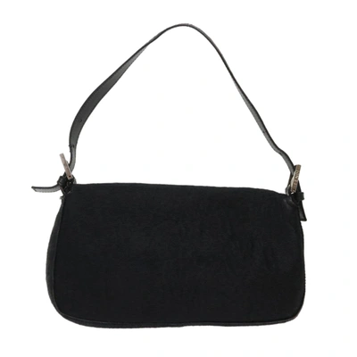 Shop Fendi Baguette Black Fur Shoulder Bag ()
