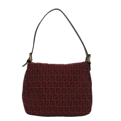 Shop Fendi Zucchino Red Canvas Shoulder Bag ()