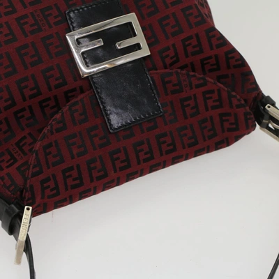 Shop Fendi Zucchino Red Canvas Shoulder Bag ()