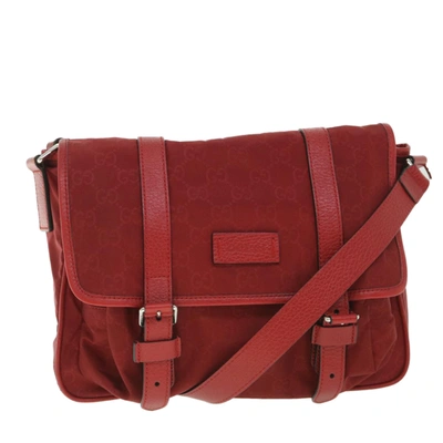 Shop Gucci -- Red Canvas Shoulder Bag ()