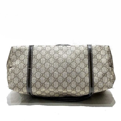 Shop Gucci Cabas Grey Leather Tote Bag ()