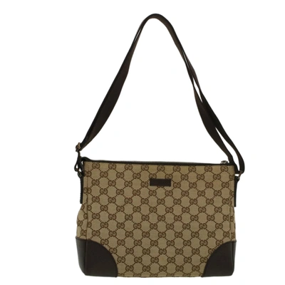 Shop Gucci Gg Canvas Beige Canvas Shoulder Bag ()
