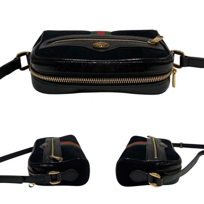 Shop Gucci Ophidia Black Leather Shoulder Bag ()
