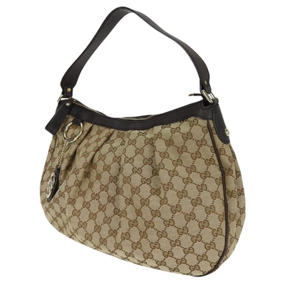 Shop Gucci Sukey Beige Canvas Shopper Bag ()