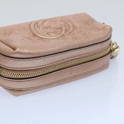 Shop Gucci Soho Pink Leather Clutch Bag ()