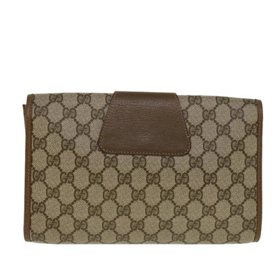 Shop Gucci Web Beige Canvas Clutch Bag ()