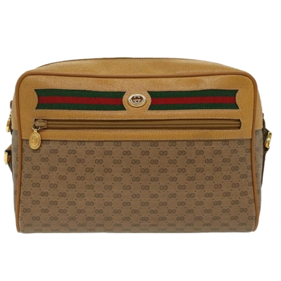 Shop Gucci Web Beige Canvas Shoulder Bag ()