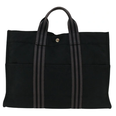 Shop Hermes Hermès Herline Black Cotton Tote Bag ()