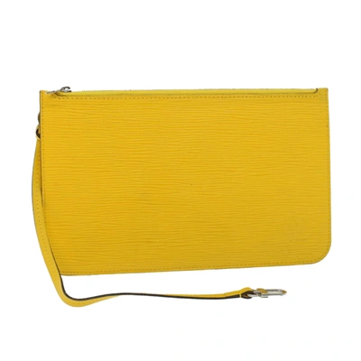 Pre-owned Louis Vuitton Pochette Neverfull Yellow Leather Clutch Bag ()
