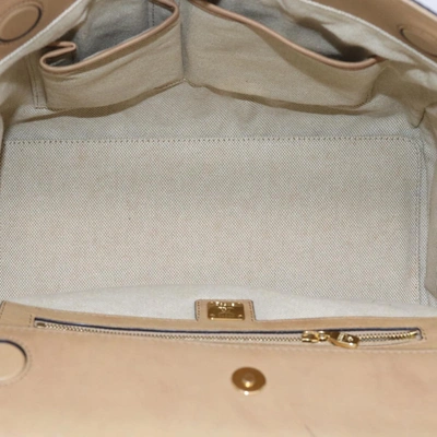 Shop Mcm Visetos Beige Leather Tote Bag ()