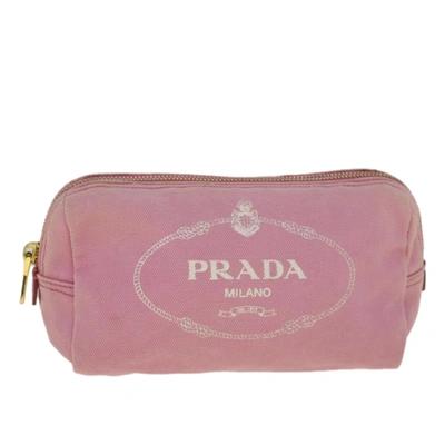 Shop Prada Pink Canvas Clutch Bag ()
