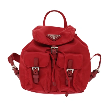 Shop Prada Re-nylon Red Synthetic Backpack Bag ()