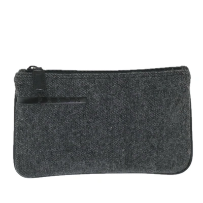 Shop Prada Silver Wool Clutch Bag ()