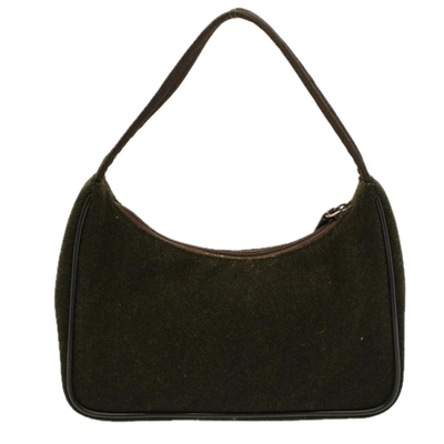 Shop Prada Sports Khaki Wool Shoulder Bag ()