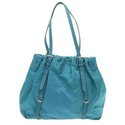 Shop Prada Tessuto Blue Canvas Tote Bag ()