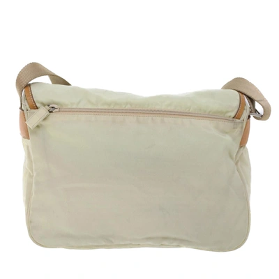 Shop Prada Tessuto Ecru Synthetic Shoulder Bag ()