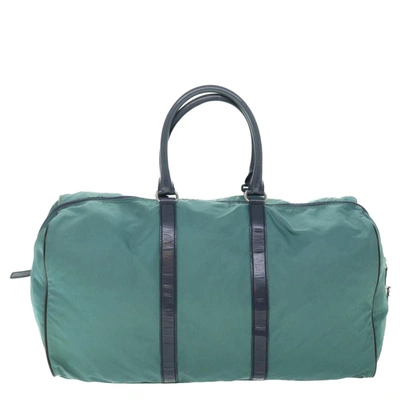 Shop Prada Tessuto Green Synthetic Travel Bag ()