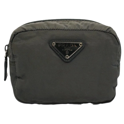 Shop Prada Tessuto Grey Synthetic Clutch Bag ()