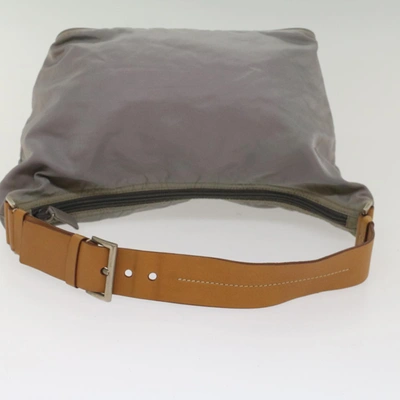 Shop Prada Tessuto Grey Synthetic Shoulder Bag ()