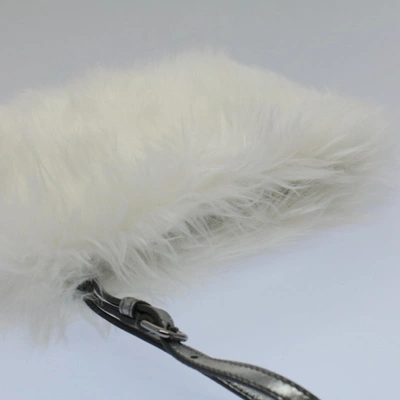 Shop Prada White Fur Clutch Bag ()