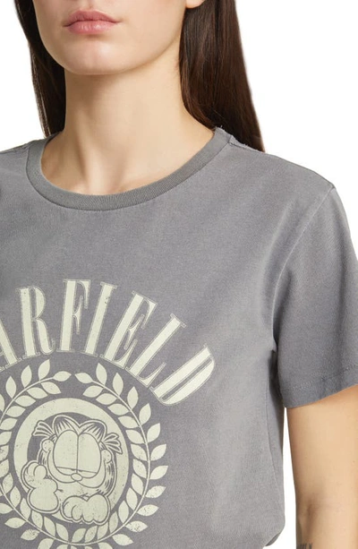 Shop Golden Hour Garfield Athletic Department Wreath Graphic T-shirt In Washed Charcoal Grey