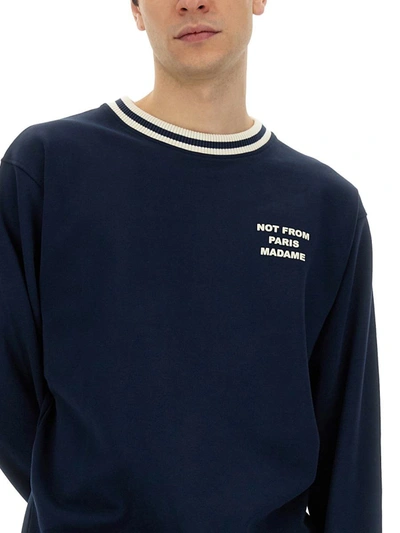 Shop Drôle De Monsieur "slogan" Sweatshirt In Blue