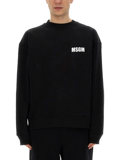 Msgm Sweatshirt With Logo In Black