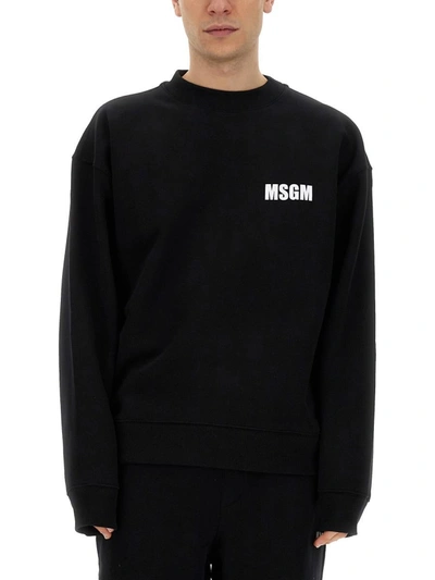 Msgm Sweatshirt With Logo In Black