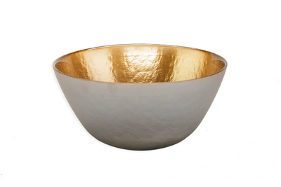 Shop Classic Touch Decor Salad Bowl Gold With Grey Brushed Design