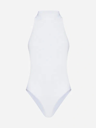 Shop Alaïa Viscose-blend Bodysuit In White