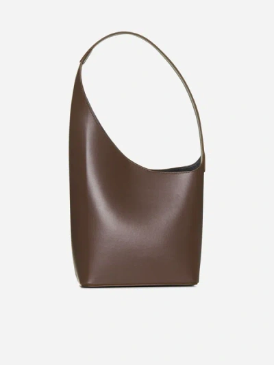 Shop Aesther Ekme Demi Lune Leather Bag In Brunette