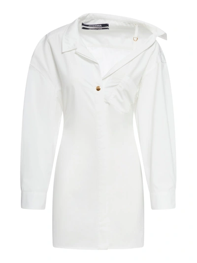 Shop Jacquemus La Mini Robe Chemise In White